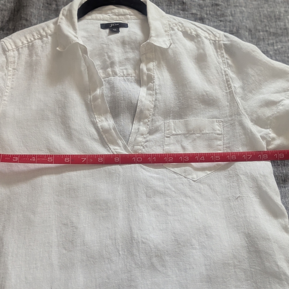 J. Crew Women's Casual White Linen pullover top - Picture 4 of 7
